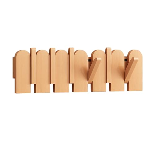 CEHJZQRPL Walnuss Garderobe Wandhalterung,Holz Garderobe,Klaviertasten Garderobe,Flip Down Wandhakenleiste,Buche und Buche(Beech,6 Hooks) von CEHJZQRPL