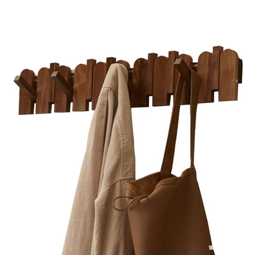 CEHJZQRPL Walnuss Garderobe Wandhalterung,Holz Garderobe,Klaviertasten Garderobe,Flip Down Wandhakenleiste,Buche und Buche(Walnut,10 Hooks) von CEHJZQRPL