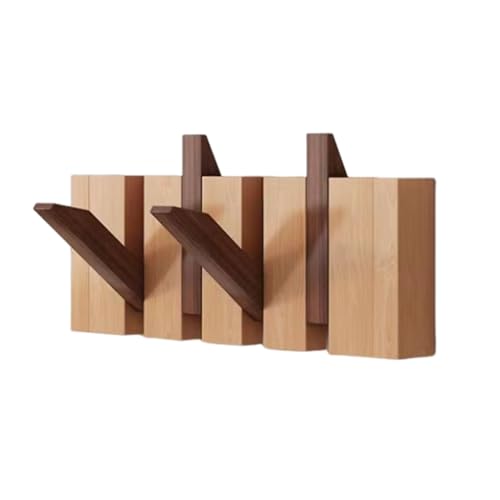 CEHJZQRPL Wandgarderobe aus Holz, Garderobe mit Klaviertasten, herunterklappbare Wandhaken, Walnuss und Buche(4 Hooks) von CEHJZQRPL