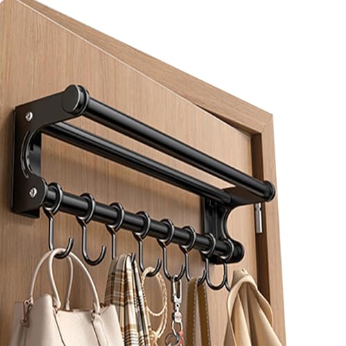 CEHJZQRPL Wandhalterung for Aufhängen, Messer-Wandhalterung mit Haken, Küchenregal for Utensilien, Löffel(Black,40CM+8Hook) von CEHJZQRPL