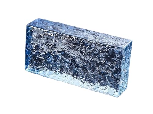 Verarbeitete Glasfliesen, Glasblock-Sichtschutzsteine ​​für Büro- und Heimtrennwände, Wanddekoration, Blau, 7,8 x 3,9 x 1,9 Zoll von CEHJZQRPL