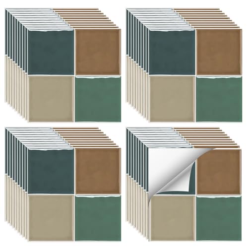3D Fliesenaufkleber,CEIEVER Fliesenfolie Bad 40 Stück 15X15CM Wandfliesen Fliesen Klebefliesen Selbstklebend Wandfliesen Fliesenaufkleber Farbenfroh Fliesenfolie für Bad Küche (Hellgrün) von CEIEVER