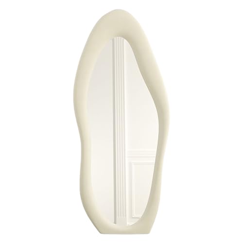 CEIEVER Asymmetrischer Spiegel Groß, Standspiegel Ganzkörperspiegel 160X60CM Asymmetrischer Full Body Mirror Flurspiegel Wandspiegel für Schlafzimmer Wohnzimmer Ankleidezimmer Deko (Cremefarben) von CEIEVER