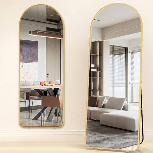 CEIEVER Bogen Ganzkörperspiegel, Groß Bodenspiegel 160X50CM Gewölbter Standspiegel Groß in voller Länge Ganzkörperspiegel mit Ständer Wandmontierter Spiegel für Wohnzimmer Schlafzimmer (Gold) von CEIEVER