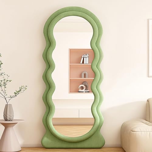 CEIEVER Bogen Ganzkörperspiegel, Wavy Mirror 160X60CM Full Length Unregelmäßiger Großer Langer Spiegel Ankleidespiegel Gewölbter Standspiegel für Schlafzimmer,Wohnzimmer (Grün) von CEIEVER