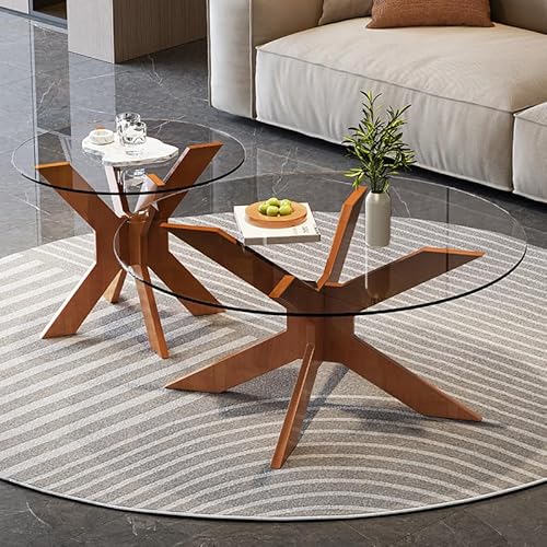 CEIEVER Couchtisch Beistelltisch, Wohnzimmertische Tischplatte aus Glas Sofatisch Glastisch Wohnzimmer Moderner Stil Coffee Table für Wohnzimmer Garten Balkon Schlafzimmer von CEIEVER