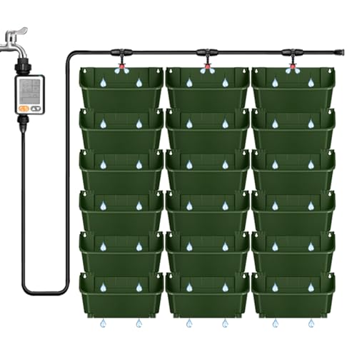 CEIEVER Selbstbewässernde, vertikale Gartenwand, vertikale lebende grüne Wand mit automatischem Bewässerungssystem, Pflanzgefäß, zum Aufhängen im Freien mit Timer, hängende Pflanztaschen von CEIEVER