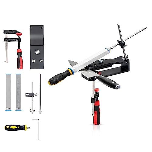 Messerschärfer Profi,CEIEVER Präzisions-Messerschärfer 360° Rotation Flip Design Professioneller Messerschärfer Festwinkel Messerschärfsystem Kit für Feinschleif-Polierwerkzeug (A) von CEIEVER