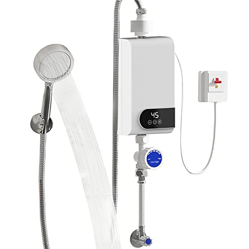 Tankless Durchlauferhitzer Elektrisch,CEIEVER Mini Elektrische Durchlauferhitzer 220V 5500W Tankless Shower Warmwasserbereiter mit LED-Anzeige für Badezimmer und Küchen von CEIEVER