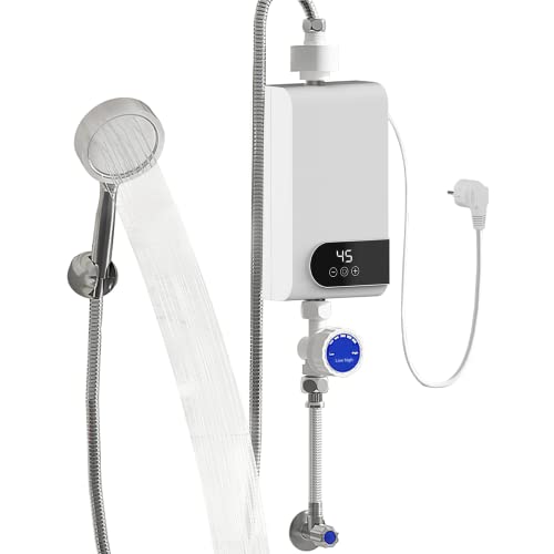 Tankless Durchlauferhitzer Elektrisch,CEIEVER Mini Elektrische Durchlauferhitzer 220V 3500W Tankless Shower Warmwasserbereiter mit LED-Anzeige für Badezimmer und Küchen von CEIEVER