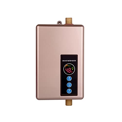 Tankless Durchlauferhitzer Elektrisch,CEIEVER Tankless Shower Warmwasserbereiter mit LED-Anzeige 220V 5500W Sofortiger elektrischer Durchlauferhitzer für die Dusche im Badezimmer (Champagner Gold) von CEIEVER