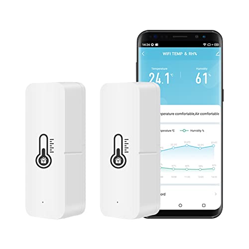 WiFi Thermometer Hygrometer Innen,CEIEVER Bluetooth Thermo Hygrometer mit Smart App und Datenaufzeichnung Tuya Raumthermometer wlan Temperatursensor für Babyzimmer,Gewächshauszubehör,Garage von CEIEVER