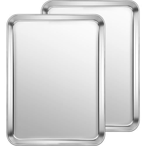CEKEE Edelstahl-Backbleche zum Backen, 2 Stück, Edelstahl-Backblech, Größe 32 x 24 x 2,4 cm, robustes und leicht zu reinigendes Backformen-Set von CEKEE