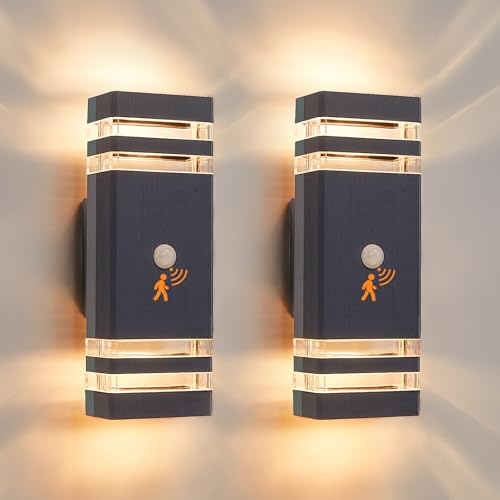 CELAVY Aussenlampe Außenlampe mit Bewegungsmelder 2 Stück, LED GU10 Außenleuchte Aussenleuchte Wand, IP65 Wandleuchte Wandlampe aussen außen, Aussenbeleuchtung Ausenbeleutung Hauswand, Anthrazit von CELAVY