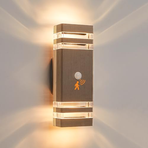 CELAVY Aussenlampe Außenlampe mit Bewegungsmelder - LED GU10 Außenleuchte Aussenleuchte Wand IP65 Up Down Wandleuchte Wandlampe Lampe aussen außen, Aussenbeleuchtung Ausenbeleutung Hauswand, Bronze von CELAVY