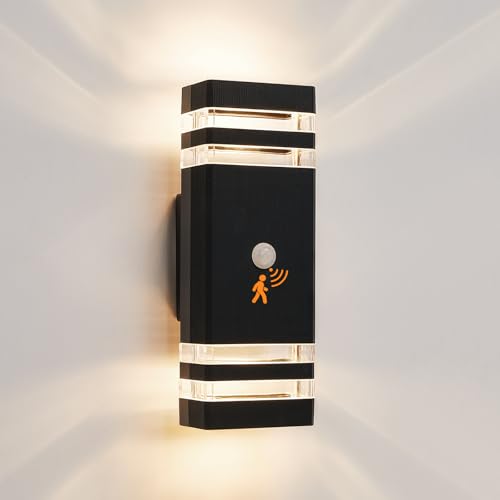 CELAVY Außenleuchte Aussenlampe mit Bewegungsmelder - 4000K LED GU10 Außenlampe Aussenleuchte Wand, IP65 Wandleuchte Wandlampe Lampe aussen außen, Aussenbeleuchtung Ausenbeleutung Hauswand, Schwarz von CELAVY