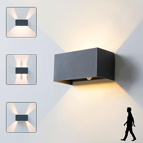 CELAVY LED Außenlampe Aussenlampe mit Bewegungsmelder, Wandleuchte Wandlampe aussen, IP65 Aussenleuchte Außenleuchte Wand, UP Down Modern Aussenbeleuchtung Ausenbeleutung Hauswand, Dunkelgrau von CELAVY