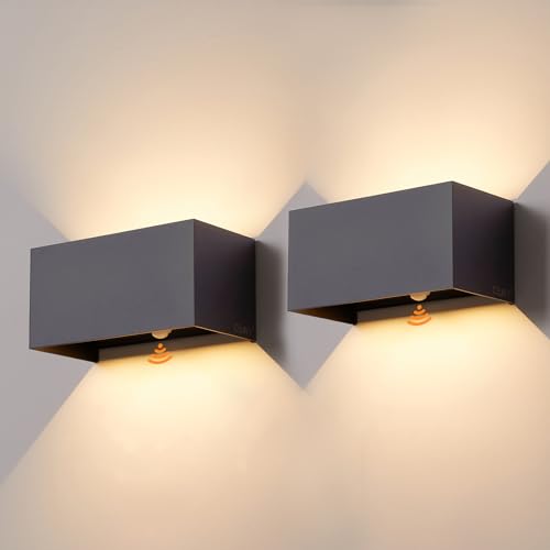 CELAVY LED Außenlampe Außenleuchte Anthrazit mit Bewegungsmelder, 2 Stücke Up Down Wandleuchte Wandlampe aussen, IP65 Aussenlampe Aussenleuchte Lampe Wand, Außenbeleuchtung Ausenbeleutung Hauswand von CELAVY