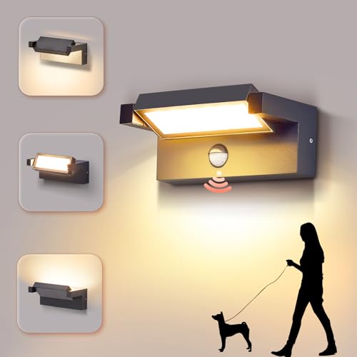 CELAVY LED Außenlampe Außenleuchte mit Bewegungsmelder, IP65 Wandleuchte Wandlampe aussen außen Aussenlampe Aussenleuchte Wand Anthrazit, Ausenbeleutung Aussenbeleuchtung Hauswand Terrasse Haus von CELAVY