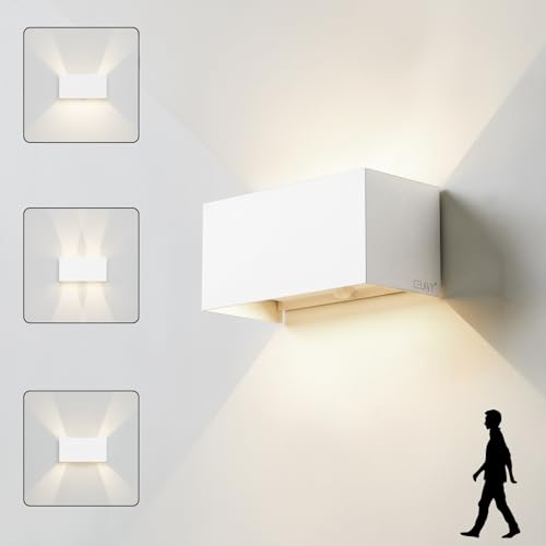 CELAVY LED Außenlampe Außenleuchte mit Bewegungsmelder, Up Down Wandleuchte Wandlampe aussen 4000K, IP65 Aussenlampe Aussenleuchte Lampe Außen Wand, Außenbeleuchtung Ausenbeleutung Hauswand, Weiß von CELAVY