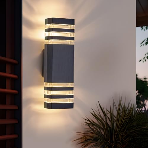 CELAVY LED Aussenlampe Wand Außenleuchte Außenlampe Anthrazit, IP65 Up Down Wandleuchte aussen Wandlampe außen, GU10 3000K Aussenleuchte Ausenbeleutung Aussenbeleuchtung Hauswand Terrasse Haustür von CELAVY