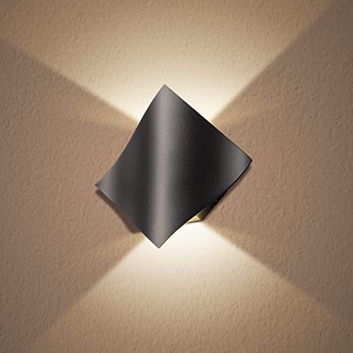 CELAVY LED Außenlampe Wandleuchte aus Aluminium, IP65 Außenleuchte Wand 11W Aussenlampe Wandlampe aussen, UP Down Außenbeleuchtung Aussenleuchte Ausenbeleutung Hauswand Balkon, Schwarz von CELAVY