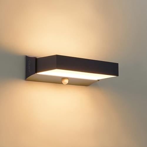 CELAVY LED Außenlampe mit Bewegungsmelder - IP65 Up Down Wandleuchte Wandlampe aussen Anthrazit, Aussenlampe Außenleuchte Aussenleuchte Wand, Aussenbeleuchtung Außenbeleuchtung Hauswand Terrasse von CELAVY