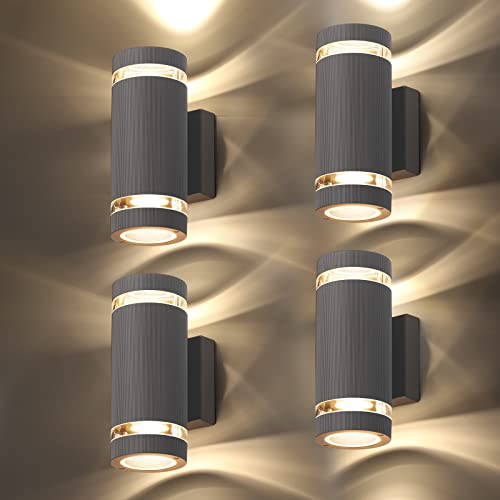 CELAVY LED Wandleuchte Wandlampe aussen 4 Stück, IP65 Außenlampe Aussenleuchte Außenleuchte Wand GU10, Modern Up Down Außenbeleuchtung Außenwandleuchte Ausenbeleutung Hauswand Haus Balkon, Warmweiß von CELAVY
