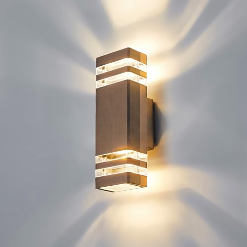 CELAVY LED Wandleuchte Wandlampe aussen - IP65 Außenlampe Aussenlampe Wand, GU10 Up Down Außenleuchte Aussenleuchte Außenwandleuchte Außenbeleuchtung Lampe Hauswand Terrasse Haus Außen, Bronze von CELAVY
