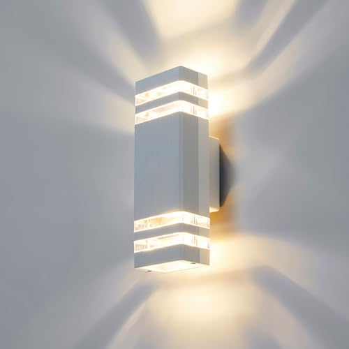 CELAVY LED Wandleuchte Wandlampe aussen - IP65 Außenlampe Aussenlampe Wand, GU10 Up Down Außenleuchte Aussenleuchte Außenwandleuchte Außenbeleuchtung Lampe Hauswand Terrasse Haus Außen, Hellgrau von CELAVY