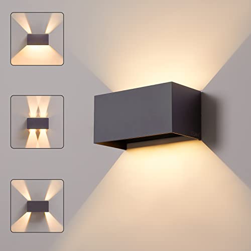 CELAVY LED Wandleuchte Wandlampe innen aussen, Außenlampe Außenleuchte Anthrazit IP65 Modern Aussenleuchte Wand UP Down Außenwandleuchte Ausenbeleutung Hauswand Wohnzimmer Einstellbar Lichtstrahl von CELAVY