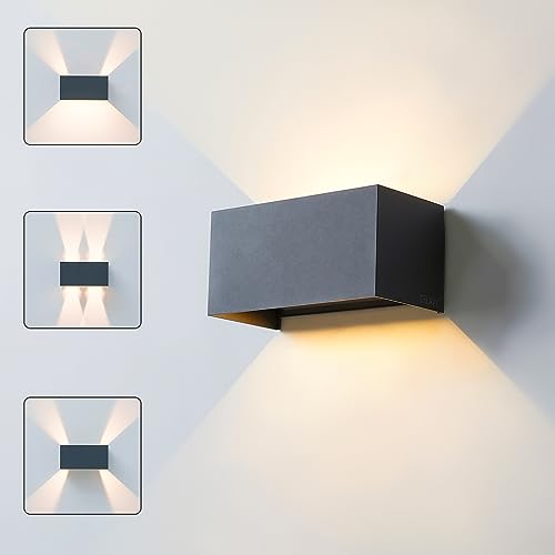 CELAVY LED Wandleuchte Wandlampe innen aussen, Außenlampe Außenleuchte Wand IP65 Modern Aussenleuchte UP Down Außenwandleuchte Ausenbeleutung Aussenbeleuchtung Hauswand Terrasse, Dunkelgrau von CELAVY