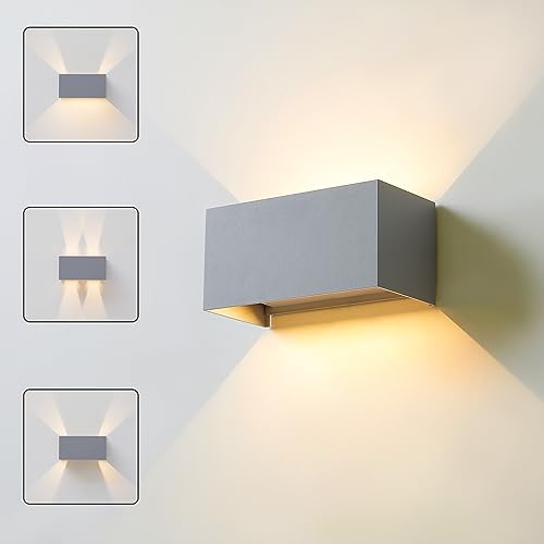 CELAVY LED Wandleuchte Wandlampe innen aussen, Außenlampe Außenleuchte Wand IP65 Modern Aussenleuchte UP Down Außenwandleuchte Ausenbeleutung Außenbeleuchtung Hauswand Terrasse, Hellgrau von CELAVY