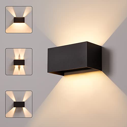CELAVY LED Wandleuchte Wandlampe innen aussen, Außenlampe Außenleuchte Wand IP65 Modern Aussenleuchte UP Down Außenwandleuchte Wandbeleuchtung Einstellbar Lichtstrahl Wohnzimmer Balkon Flur, Schwarz von CELAVY