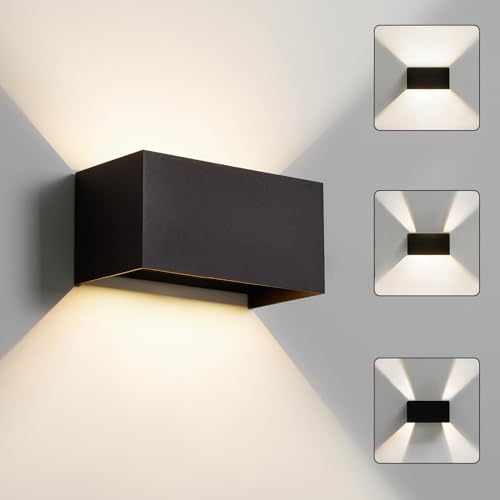 CELAVY LED Wandleuchte Wandlampe innen aussen, Außenlampe Schwarz Außenleuchte Wand, 4000K Up Down Aussenlampe Aussenleuchte IP65 Ausenbeleutung Aussenbeleuchtung Hauswand Terrasse Balkon Außen von CELAVY