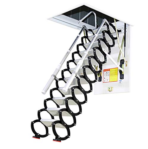 Dachbodentreppe mit Luke Teleskop-Klappdachtreppe Dachleiterscharnier 2M-4M (Hole: 70 * 120cm-height: 3.5M) von CELCUT