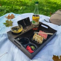 Elegant Wooden Wine Serving Tray With Glass Holders, Phone Stand & Snack Compartments - Perfect For Cozy Evenings Gifts von CELEBRIK