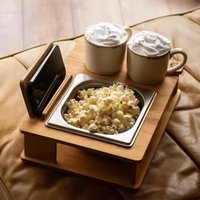 Personalized Couch Snack Bar - Wooden Sofa Tray With Phone Holder Handmade Pine Wood Holder-Picnic Table-Gift For Him & Home Decor von CELEBRIK