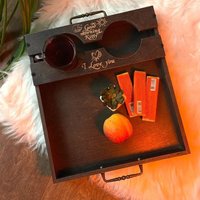 Personalized Wooden Breakfast Tray With Cup Holders | Engraved Serving Handles Picnic Snack Board Handmade Home Decor Personalized Wooden Breakfast Tray With Cup Holders | Engraved Serving Handles Picnic Snack Board Handmade Home Decor von CELEBRIK