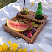 Personalized Wooden Breakfast Tray With Handles | Engraved Serving Custom Gift For Him Her Picnic Snack Board Handmade von CELEBRIK