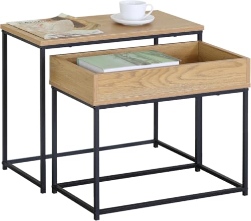 CELINO making your day Nesting Couchtische 2er Set Nest Stapelbar Beistelltisch Stahl Metallrahmen von CELINO making your day