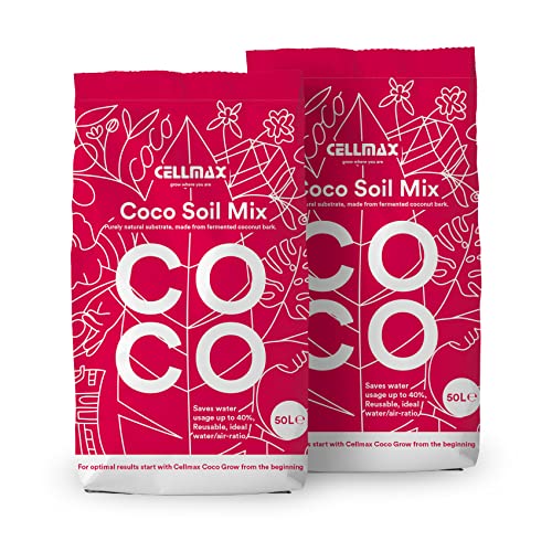 CELLMAX Coco Soil Mix | Professionelle kokoserde für die Kultivierung in Töpfen | Für alle Pflanzenarten | Torffrei | Optimale Kapillarwirkung | RHP-Gütezeichen | 100L von CELLMAX