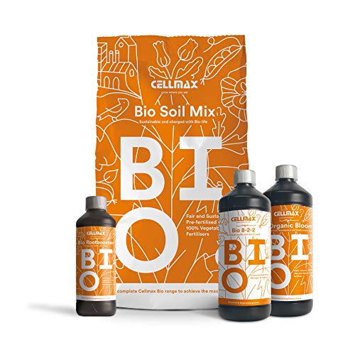 Cellmax Bio-Startpaket | Alles, was Sie brauchen, um 100% biologisch anzubauen | Bio Soil Mix, Bio 8-2-2, Bio-Organic Bloom und Bio-Rootbooster | Control Union Zertifizierung von CELLMAX
