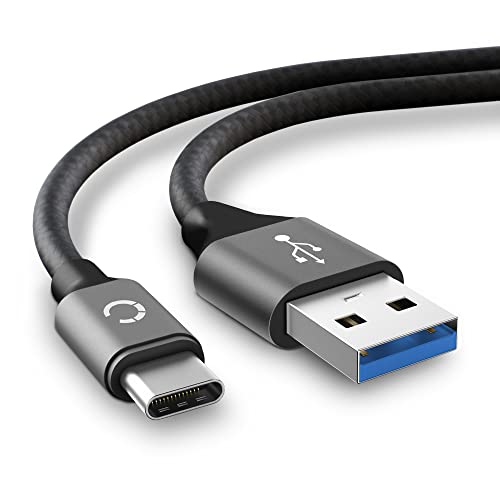 CELLONIC USB Kabel 2m für Kamera Handy Smartphone Navigation Headset Tablet Ladekabel USB C Type C auf USB A 3.0 Datenkabel 3A grau Nylon von CELLONIC