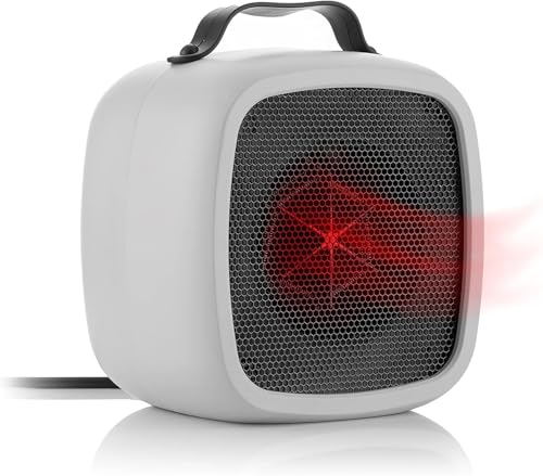 Bliwarm 500 W tragbarer Mini-Heizkörper – 3 s schnelle Keramikheizung, kompakt und leicht für Büro oder Schlafzimmer, geringer Stromverbrauch, automatische Abschaltung, ABS-Aluminium-Design von CELLUSTOP