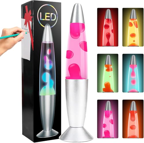 Künstlerisches Design: Mit ihrem robusten Glasdesign und der hochwertigen Aluminiumoberfläche ist diese 34 cm hohe Magma-Lava-Lampe ein wahres Kunstwerk, das Ihre Gäste beeindrucken wird. von CELLUSTOP