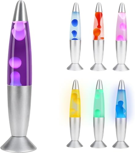 CELLUSTOP Lavalampe mit Wachs in Form einer Rakete – Nachtlicht – Magma-Lampe mit flüssigem Uhrwerk – 2 Leuchtmittel – Schalter – 20 Watt – 34 cm – Glas und Aluminium – Blau von CELLUSTOP