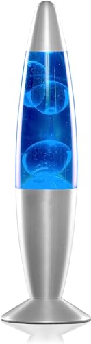CELLUSTOP Magma Rakete Lavalampe Rakete – Dekorative Lampe zum Aufstellen – Lieferung mit 2 Leuchtmittel R39 inklusive – Schalter – 25 Watt – 34 cm – Glas und Aluminium – Blau von CELLUSTOP