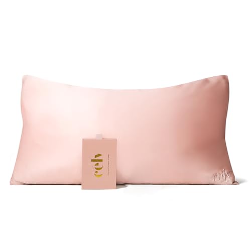 célv Luxus Seide Kopfkissenbezug/Kissenbezug mit verstecktem Zipper/Kissenhülle aus 100% Maulbeerseide / 1 Stück / 22 Momme/Geschenkverpackung MEHRWEG (40 x 80 cm, Rose Gold) von CELV