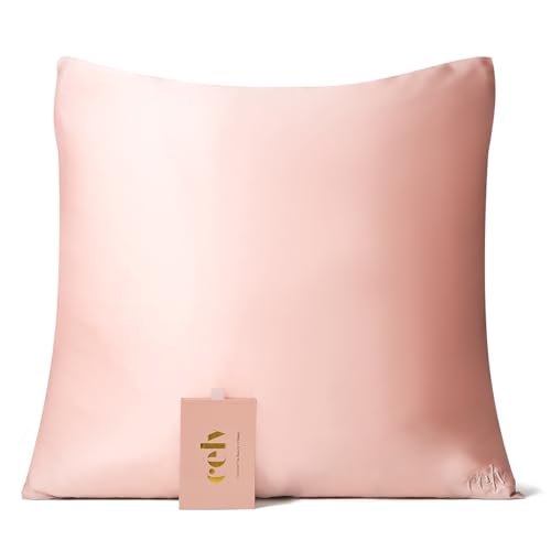 célv Luxus Seide Kopfkissenbezug/Kissenbezug mit verstecktem Zipper/Kissenhülle aus 100% Maulbeerseide / 1 Stück / 22 Momme/Geschenkverpackung MEHRWEG (80 x 80 cm, Rose Gold) von CELV